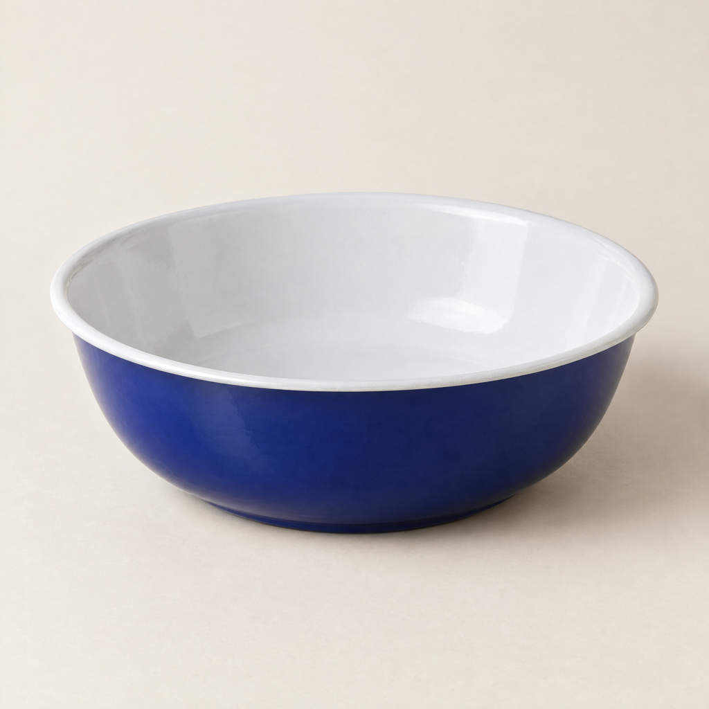 Aldorven 32 cm enamelled steel basin, cobalt blue with a white rim