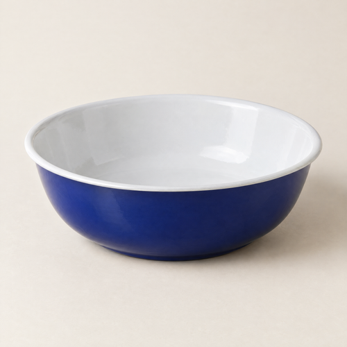 Aldorven 32 cm enamelled steel basin, cobalt blue with a white rim